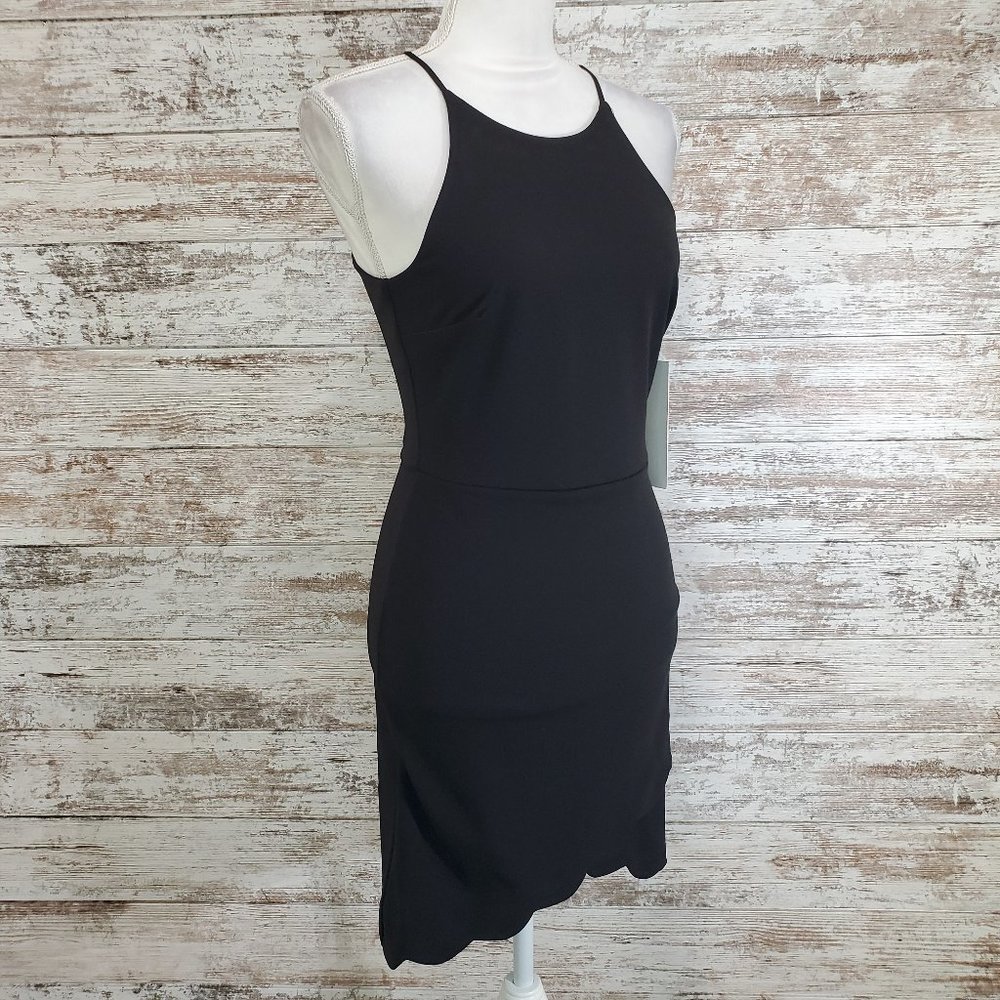LOVE, NICKIE LEW Black Scalloped Hem Mini Dress